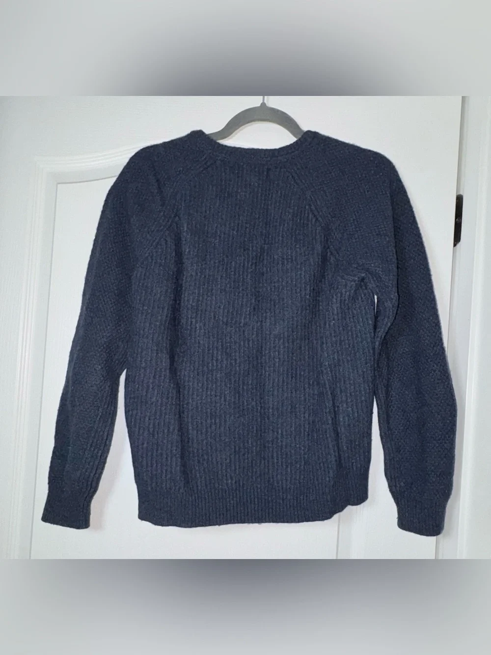 Wool Men's Two-Tone Crewneck Sweater in Charcoal & Navy